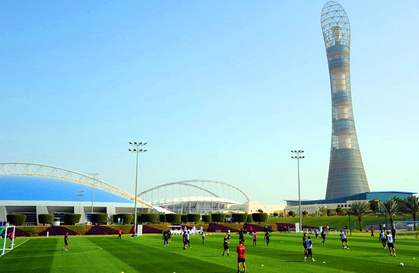 Football fields in Aspire Park in Doha