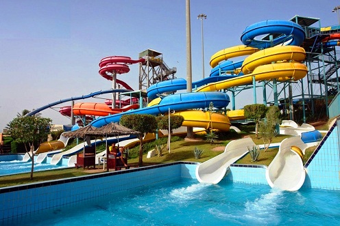 Aqua Park slides in the Kuwaiti capital