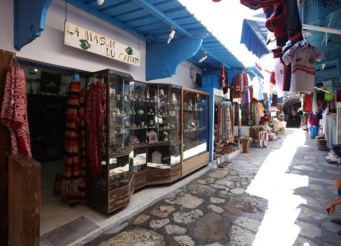 Shops in the old city of Hammamet in Hammamet