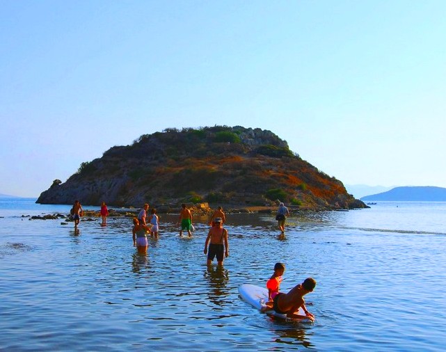 Swimming in the beaches of Tavshan Island in Bodrum