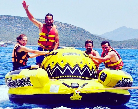 Rubber boats at Fink Beach in Bodrum