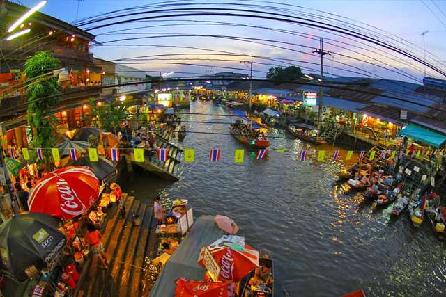 The floating market in Bangkok, Thailand