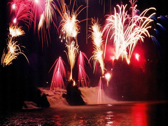 Fireworks in the Rhine Falls