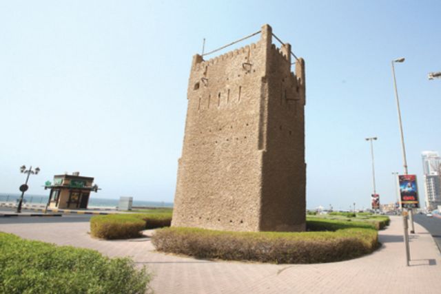 The archaeological tower near Ajman Corniche