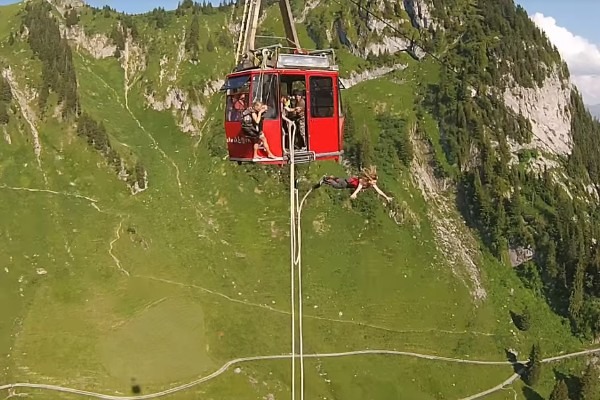 Cable car in the city of Interlaken