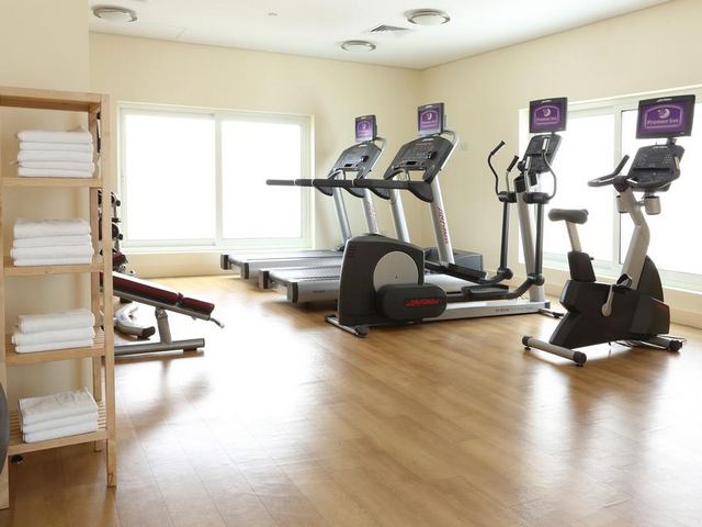 Fitness center inside the Premier Inn Dubai Airport Hotel