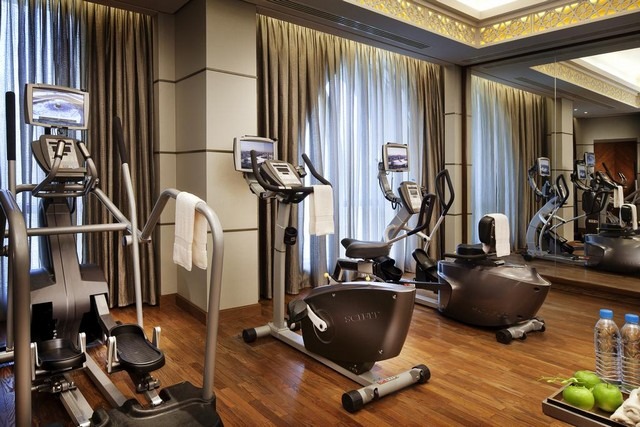 Fully equipped fitness center at Makkah Raffles Palace Hotel