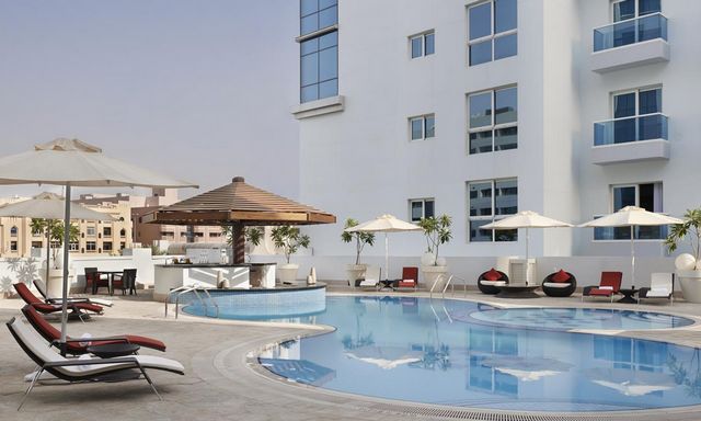 Hyatt Place Residence Dubai is one of the best hotel apartments on Al Rigga Street that includes an outdoor pool 