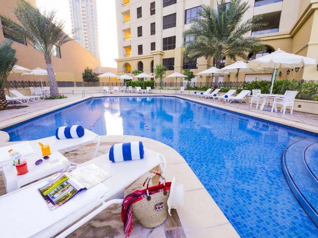 An outdoor pool is available at Amwaj Suites, JBR.