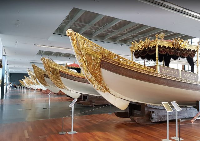 A fleet of gold-plated ships within the Naval Museum in Istanbul