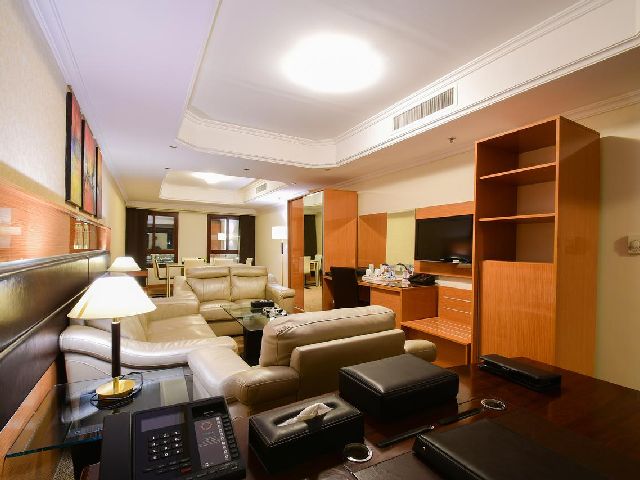 Living room furniture inside the Al-Shakreen Golden Tulip Madinah Hotel 