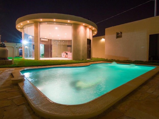 A distinctive pool in the most beautiful family chalets in Riyadh