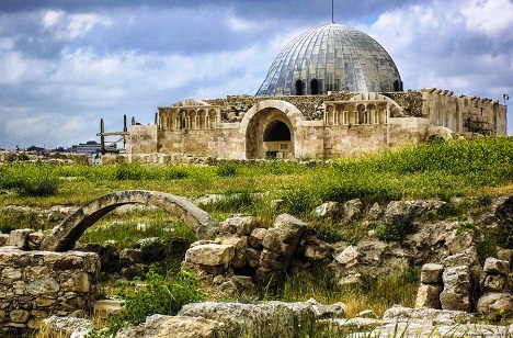 The Umayyad Palace in the Citadel of Amman, one of the most important tourist places in Amman, Jordan