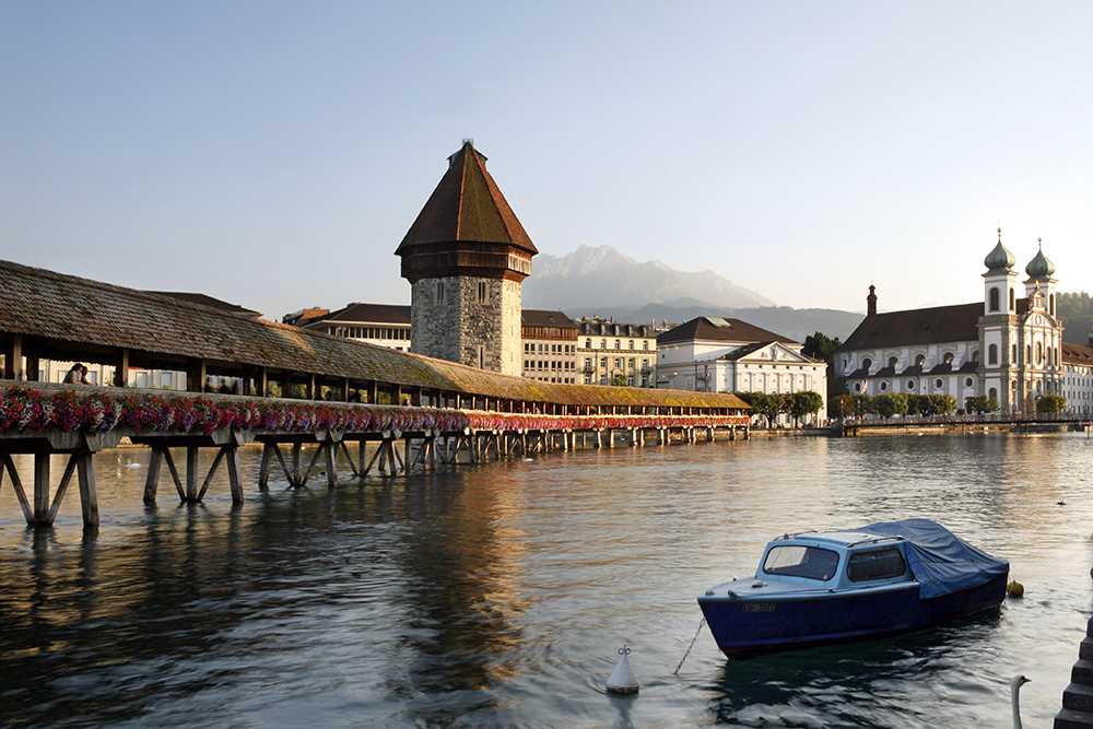 The Chapel Bridge is one of the best tourist places in Lucerne, Switzerland
