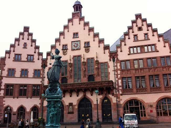 Romerberg Square is one of the most famous tourist spots in Frankfurt