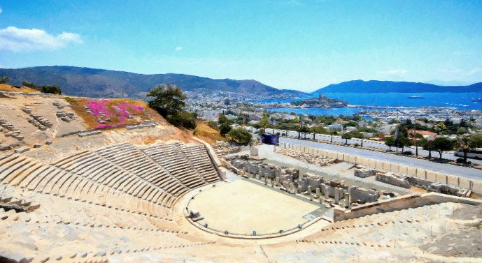 Turkish Bodrum island includes tourist places in Bodrum Turkey, the most famous of which is the Bodrum Amphitheater 