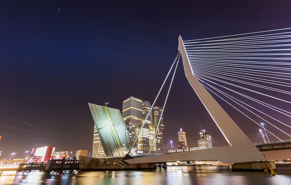 Erasmus Bridge in the Dutch city of Rotterdam