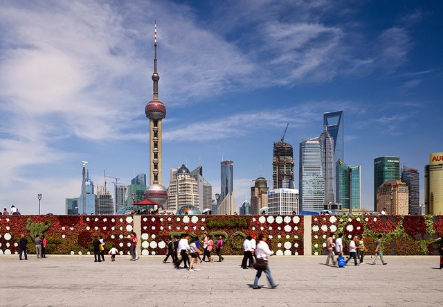 The Bond area is one of the most popular tourist places in Shanghai, China