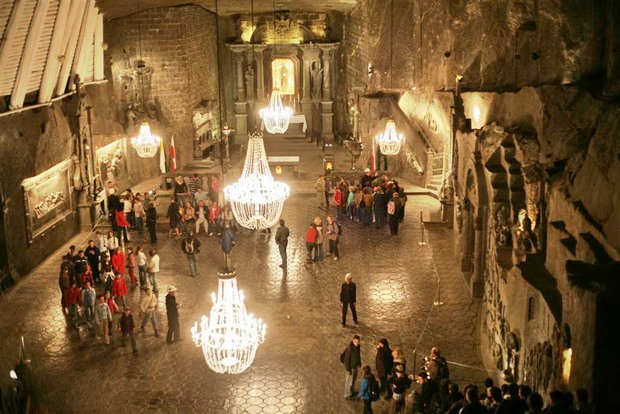 The Wieliczka salt mine is one of the most beautiful tourist sites in Krakow, Poland