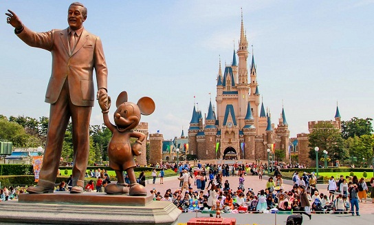Walt Disney statue and Mickey Mouse in Tokyo Disneyland Resort is one of the most important tourist places in Tokyo