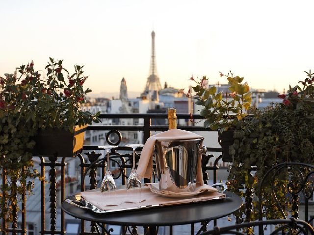 The terrace at the magnificent Balzac Hotel Paris