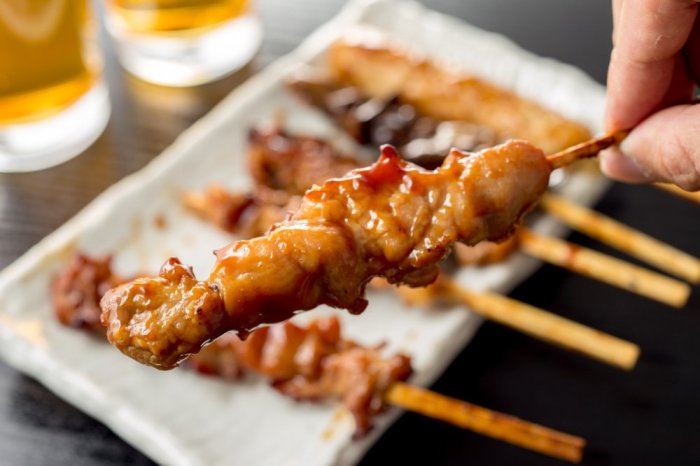 Yakitori or roast bird meat as its name means in Japanese is a mixture of roast chicken meat