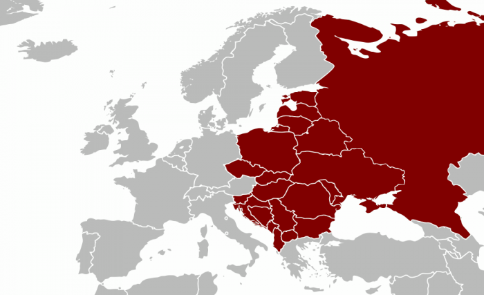 Map showing eastern European countries.