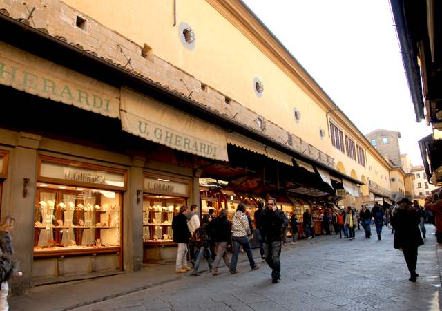 The markets near Ponte Vecchio, Florence, Italy