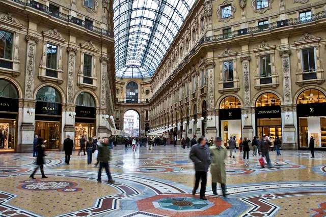 The Galleria Vittorio Emanuele Milan market is one of the most famous shopping places in Milan, Italy