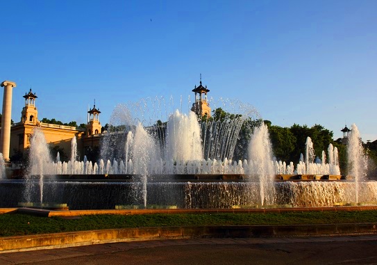 Day scene of the magical Montjuic Fountain in Barcelona, ​​Spain