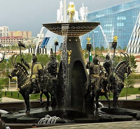 Patio Fountain of the National Museum of Kazakhstan Building in Astana