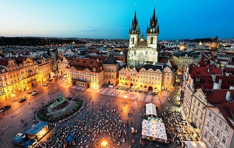 Aerial view of Prague's Old Town Square