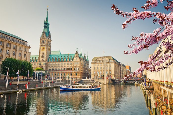 The German city of Hamburg .. a fresh breeze and wide green spaces