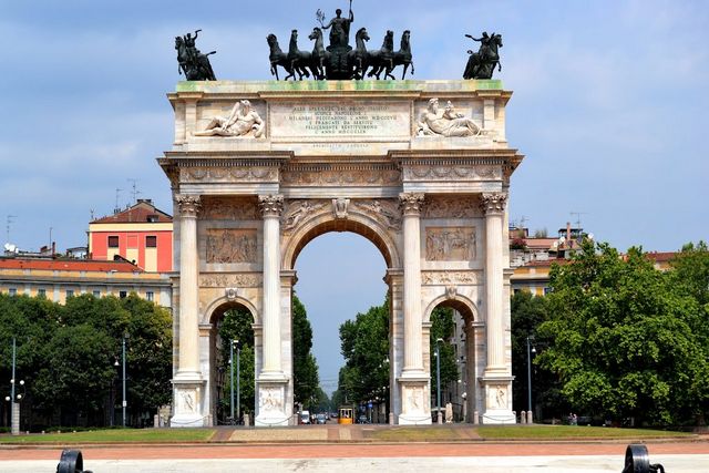Arc de Triomphe in Milan, one of the most famous tourist places in Milan, Italy