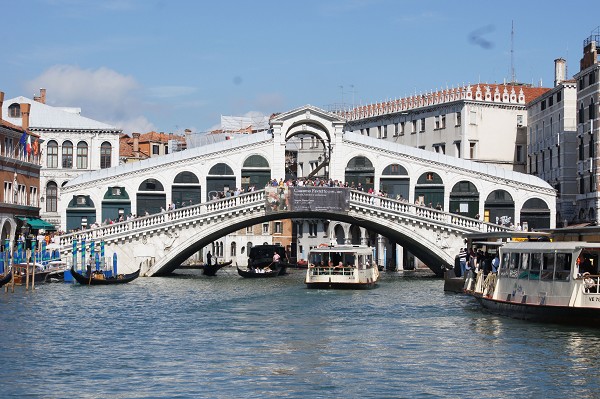 Rialto Bridge is one of the most famous tourist places in Venice, Italy
