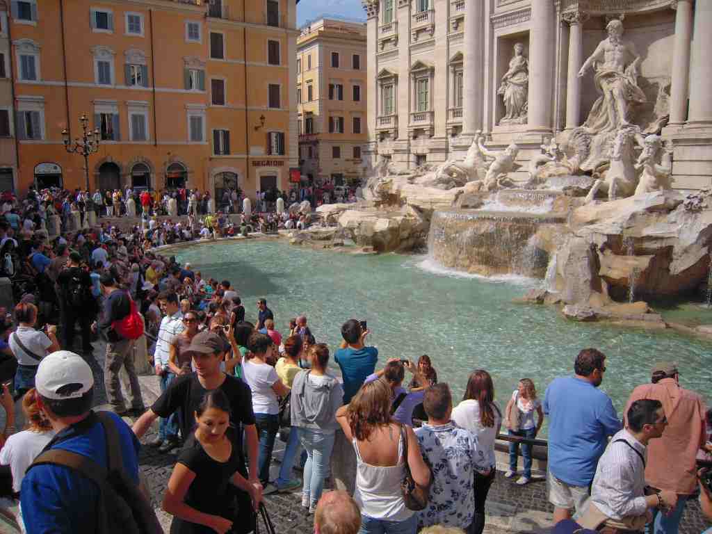 Trevi Fountain is one of the most famous tourist attractions in Rome, Italy