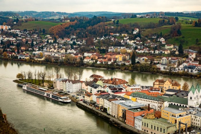 The three rivers converge in Passau