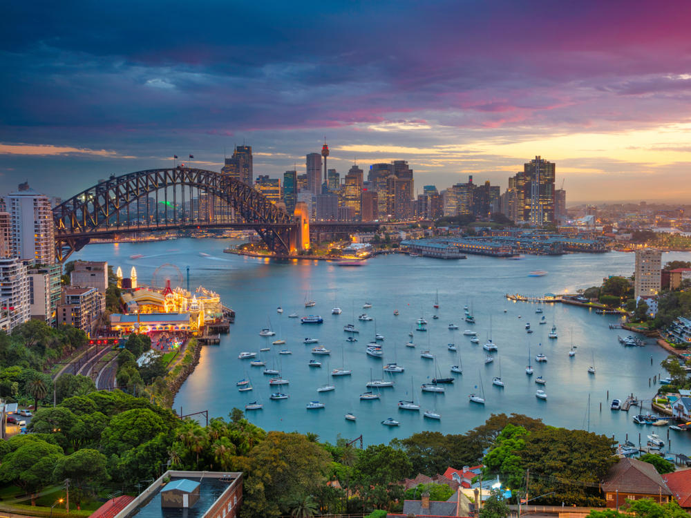 Sunset in the city of Sydney