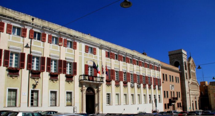The simple royal palace in Cagliari