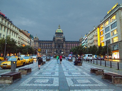 View of the Wenceslas Square in Prague