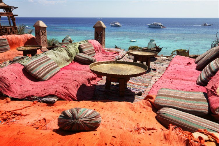 The pleasure of sitting on the beach in Sharm El Sheikh