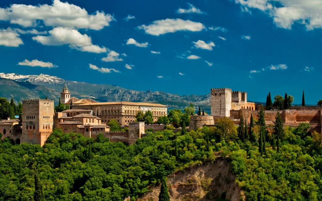 Where is Granada and the distance between it and the most important cities of Spain?