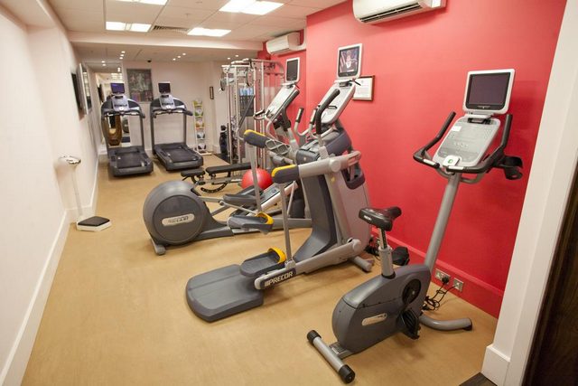 A report on the Hilton London Olympics has a fitness center equipped with modern sports equipment