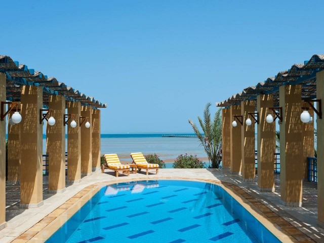 The outdoor swimming pools are spacious and clean in the villages of Hurghada 