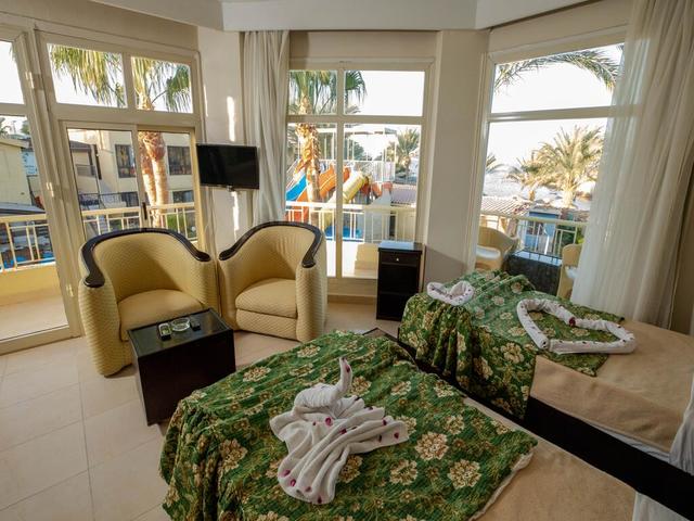 Distinctive designs of accommodation rooms in Sand Beach Hotel Hurghada